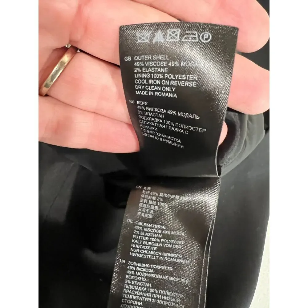 Reiss Sheath‎ Dress Pleated Front Black Pockets 6 Career Work Funeral